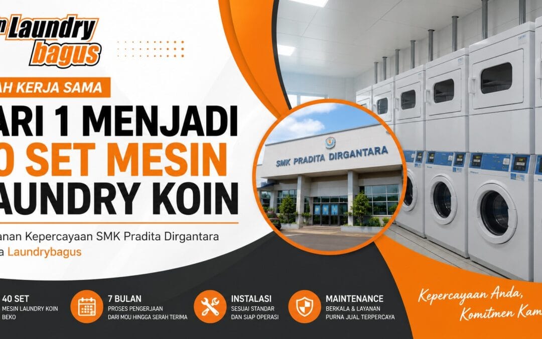 Instalasi 40 Set Mesin Laundry Koin di SMK Pradita Dirgantara