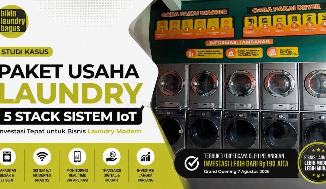 Implementasi Paket Usaha Laundry 5 Stack Sistem IoT Senilai Rp190 Juta