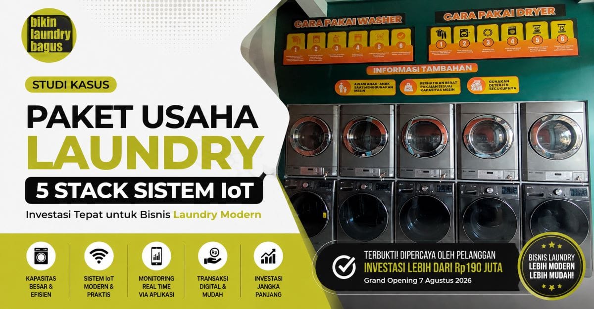Paket Usaha Laundry 5 Stack Sistem IoT