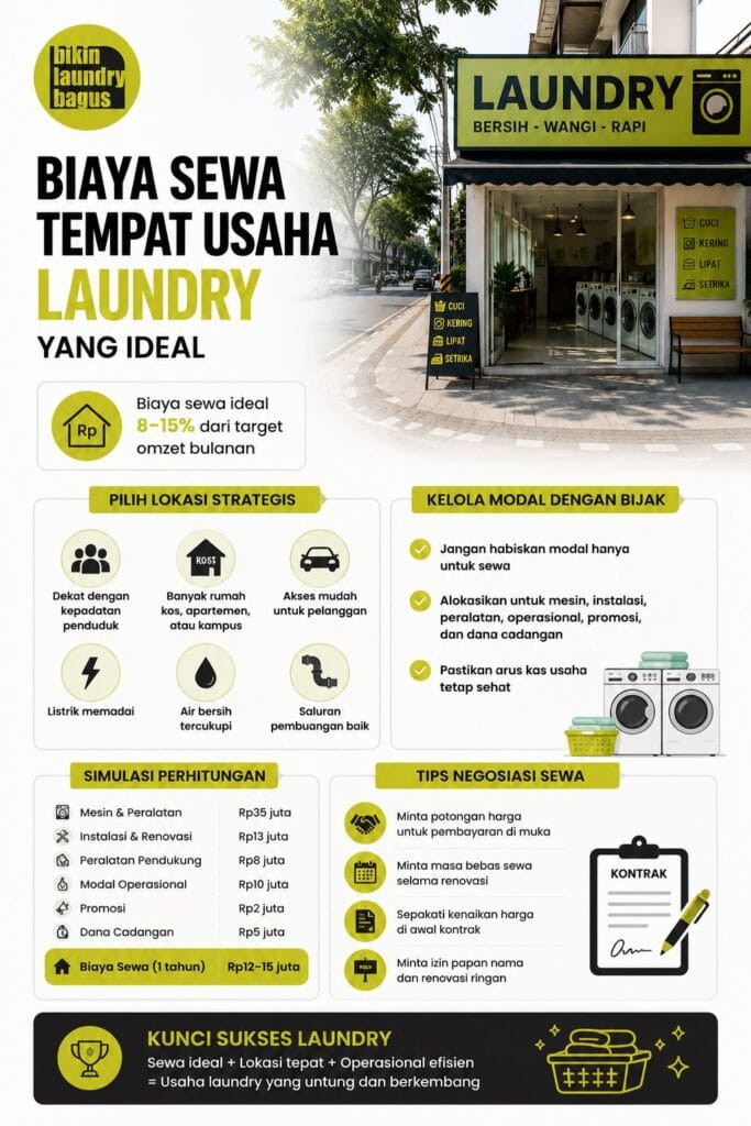 berapa biaya sewa tempat laundry yang ideal